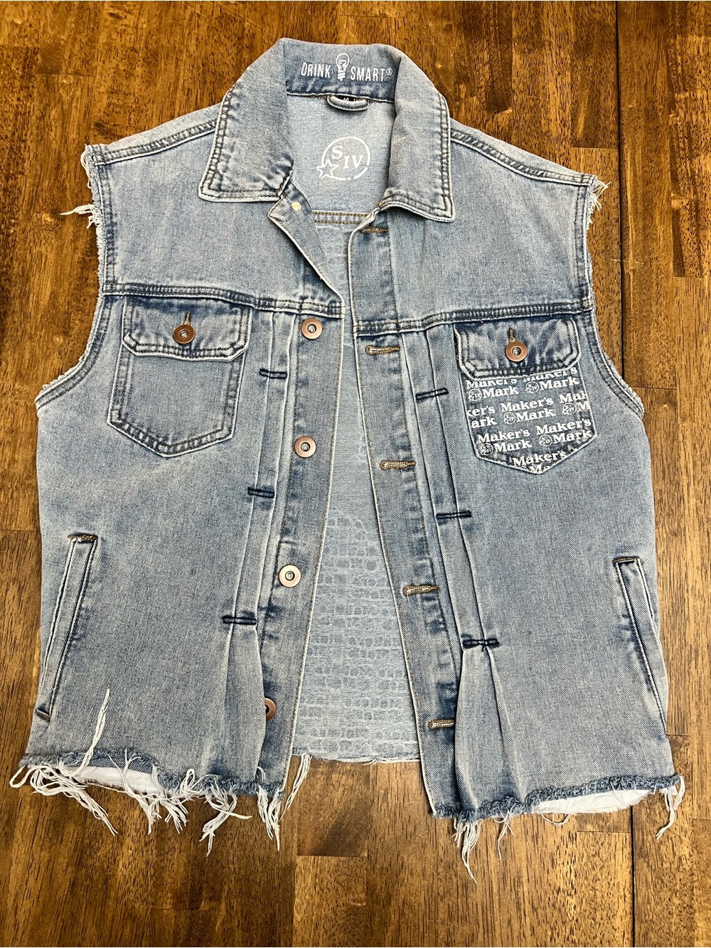 Makers Mark Denim Sleeveless Vest in Washed Blue